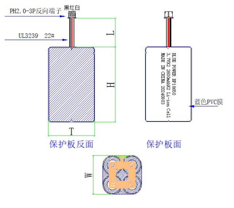 18650 2s2p battery pack dimension