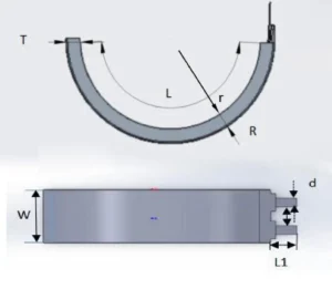 BP170722 curved battery dimension