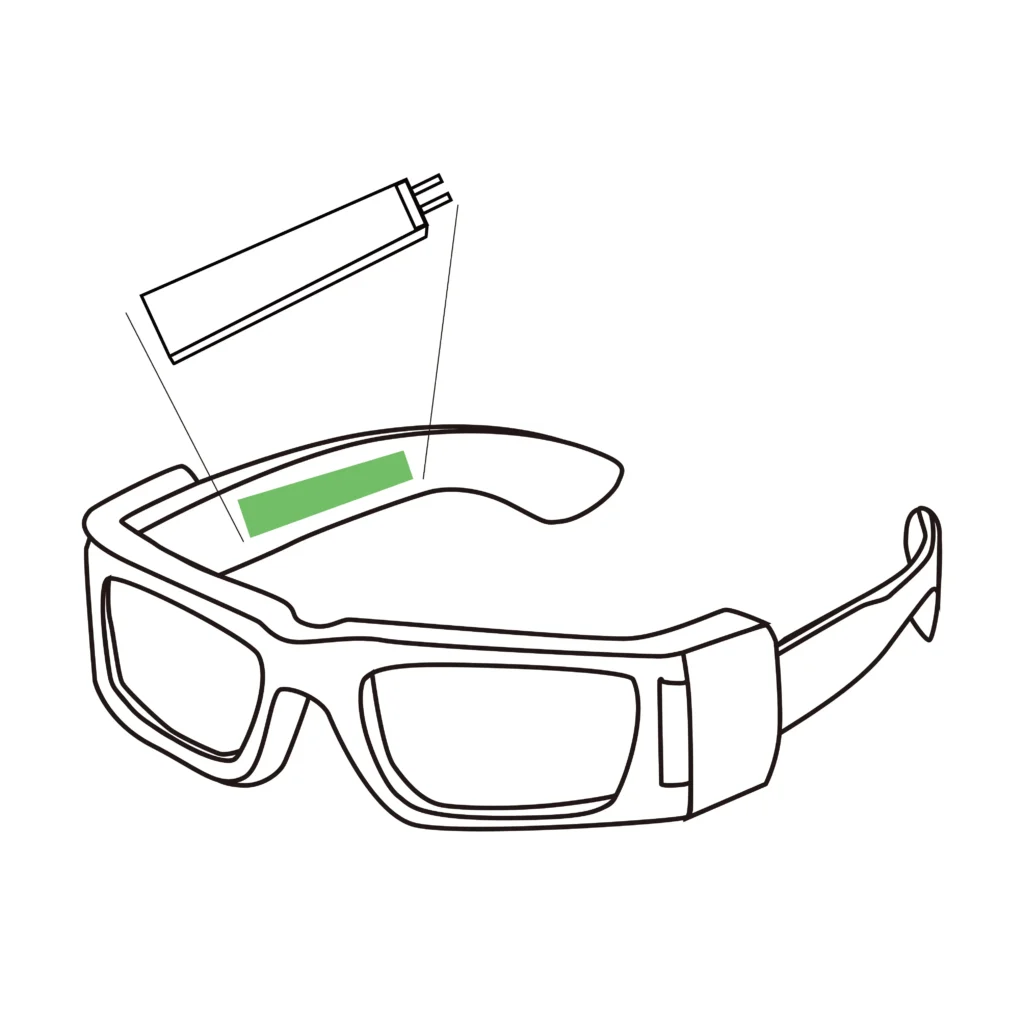trapezoidal smart glasses battery