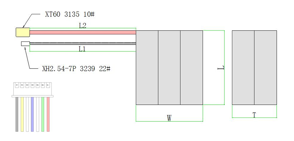 6S2P 21700 battery pack dimension