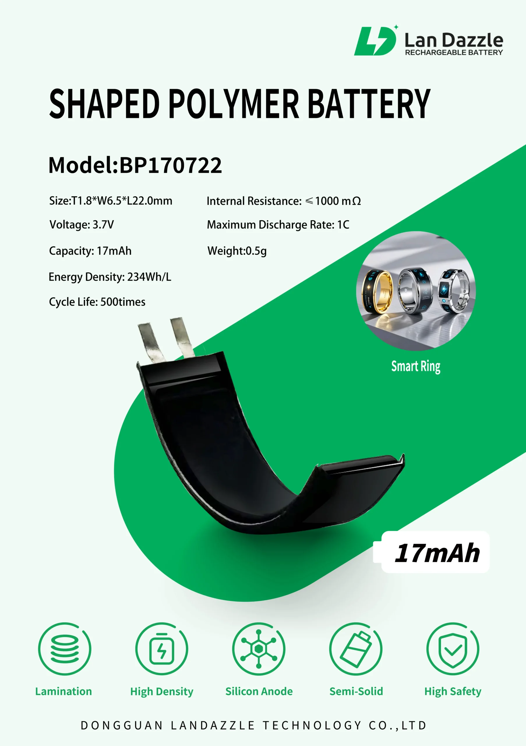 BP170722 curved battery
