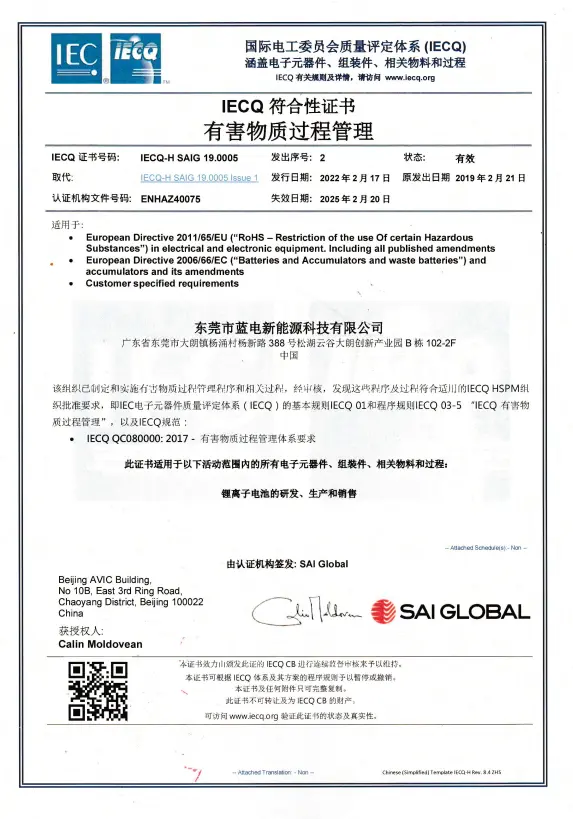 医療機器用カスタムバッテリーメーカー 4 バッテリー認証