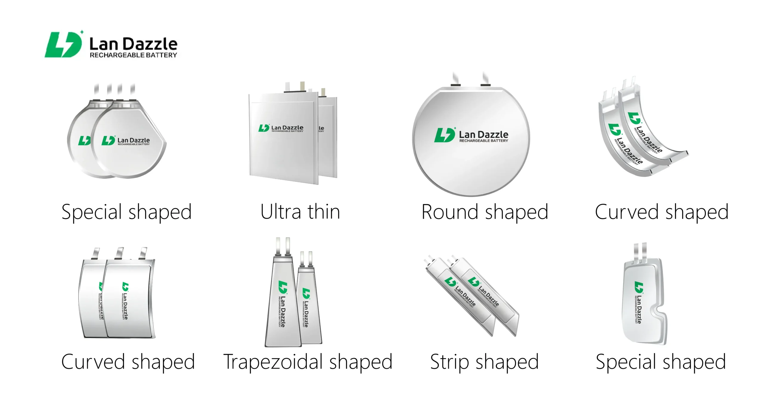 LanDazzle Rechargeable Pouch Irregular Size Batteries 1 irregular size batteries