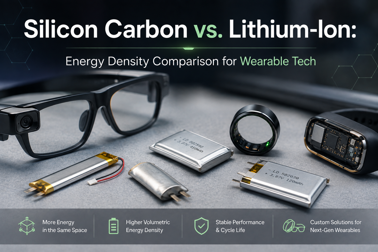 silicon carbon vs. lithium-ion for wearables